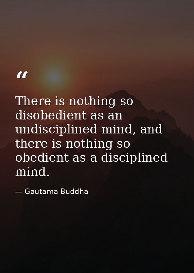 There is nothing so disobedient as an undisciplined mind, and there is nothing so obedient as a disciplined mind. — Gautama Buddha
