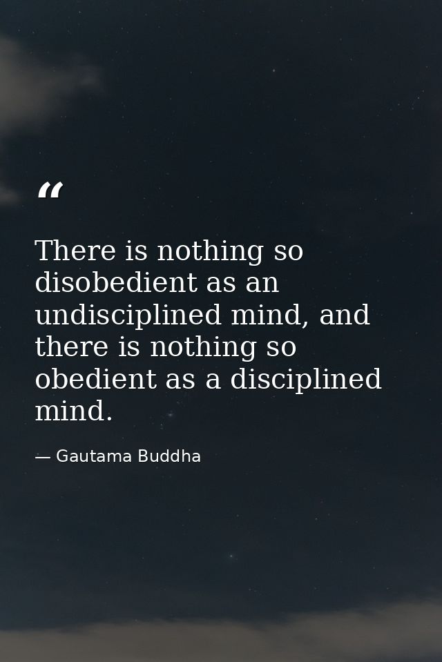 There is nothing so disobedient as an undisciplined mind, and there is nothing so obedient as a disciplined mind. — Gautama Buddha