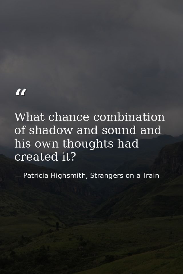 What chance combination of shadow and sound and his own thoughts had created it? — Patricia Highsmith, Strangers on a Train