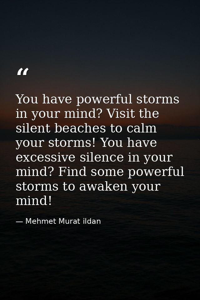 You have powerful storms in your mind? Visit the silent beaches to calm your storms! You have excessive silence in your  — Mehmet Murat ildan