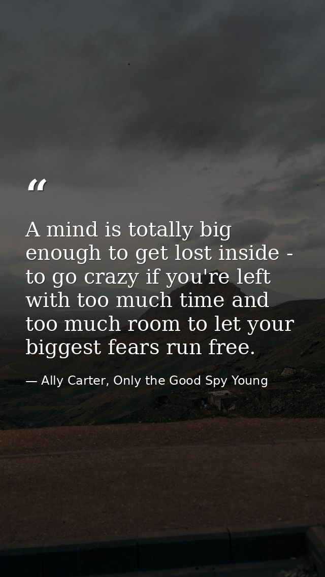 A mind is totally big enough to get lost inside - to go crazy if you're left with too much time and too much room to let — Ally Carter, Only the Good Spy Young