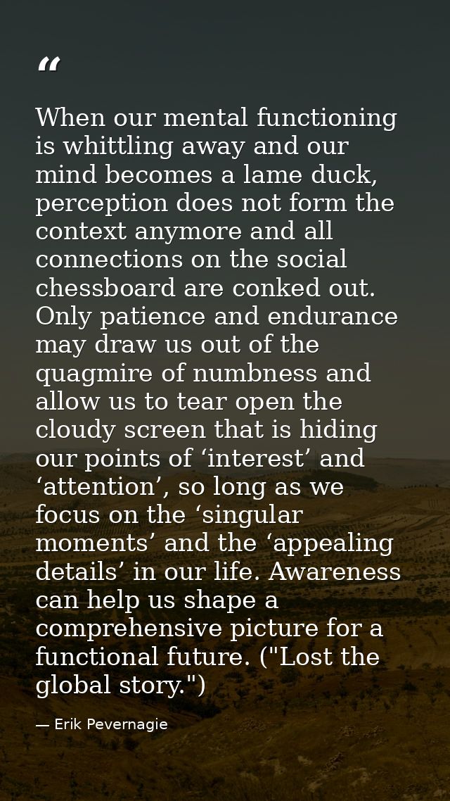 When our mental functioning is whittling away and our mind becomes a lame duck, perception does not form the context any — Erik Pevernagie