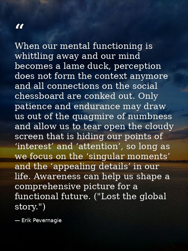 When our mental functioning is whittling away and our mind becomes a lame duck, perception does not form the context any — Erik Pevernagie