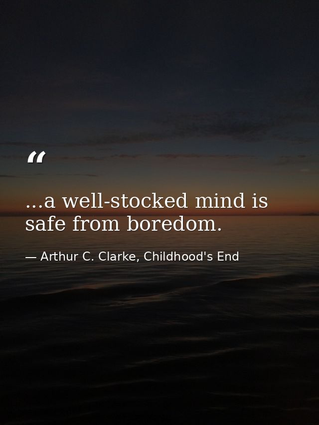 ...a well-stocked mind is safe from boredom. — Arthur C. Clarke, Childhood's End