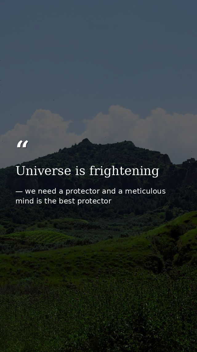 Universe is frightening — we need a protector and a meticulous mind is the best protector