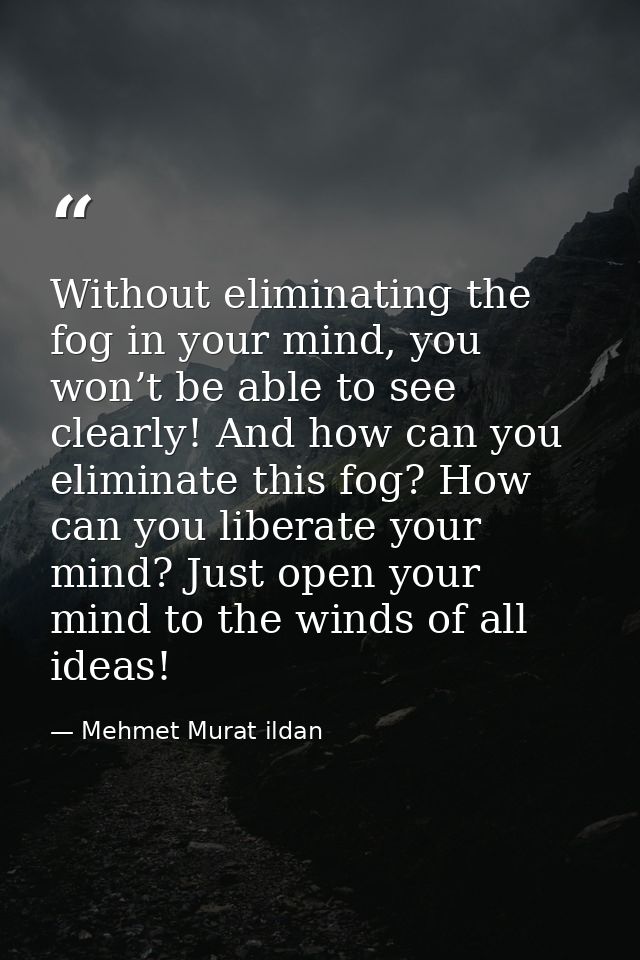 Without eliminating the fog in your mind, you won’t be able to see clearly! And how can you eliminate this fog? How can  — Mehmet Murat ildan