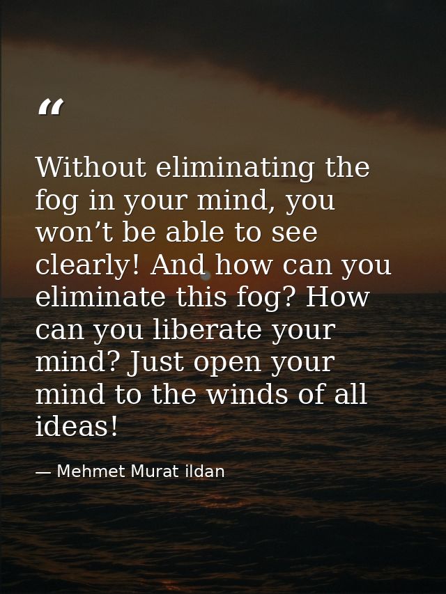 Without eliminating the fog in your mind, you won’t be able to see clearly! And how can you eliminate this fog? How can  — Mehmet Murat ildan