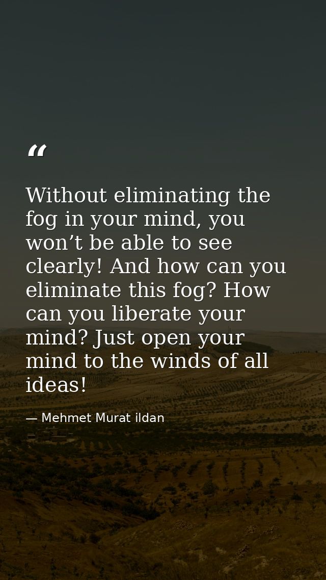 Without eliminating the fog in your mind, you won’t be able to see clearly! And how can you eliminate this fog? How can  — Mehmet Murat ildan