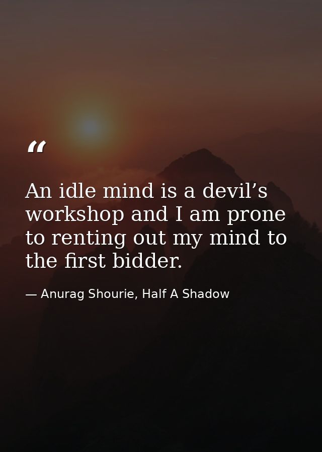 An idle mind is a devil’s workshop and I am prone to renting out my mind to the first bidder. — Anurag Shourie, Half A Shadow