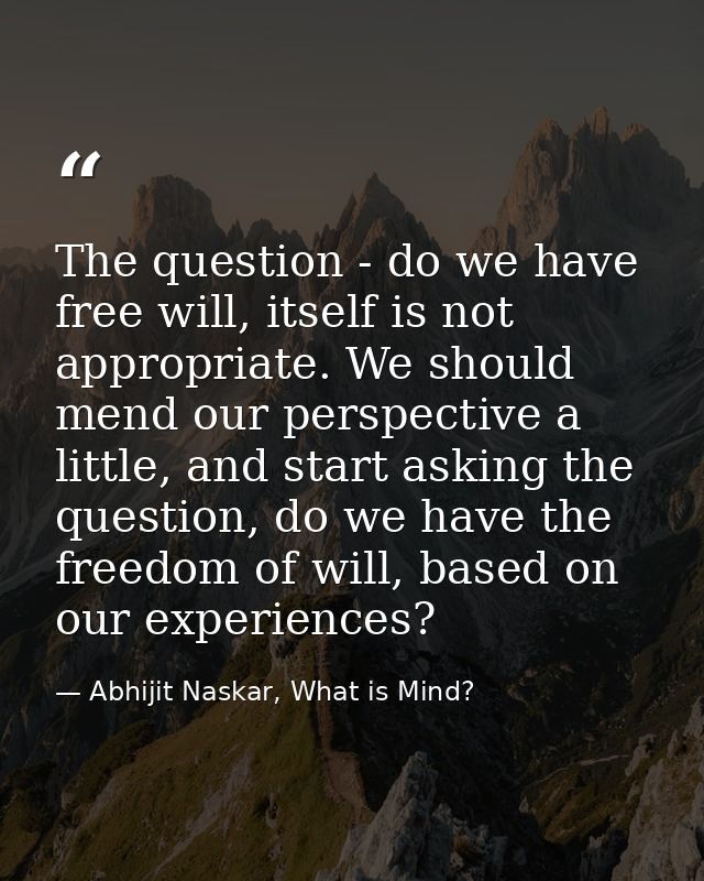 The question - do we have free will, itself is not appropriate. We should mend our perspective a little, and start askin — Abhijit Naskar, What is Mind?