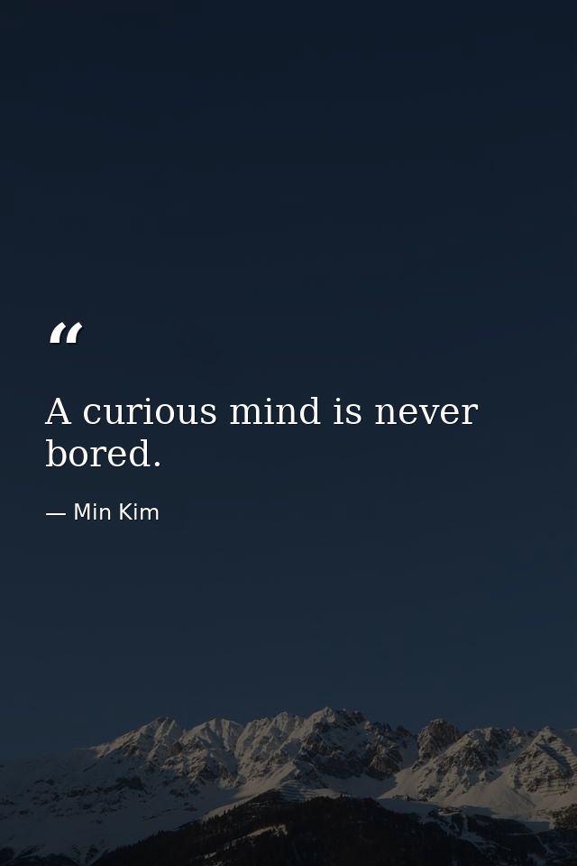 A curious mind is never bored. — Min Kim