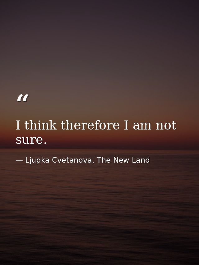 I think therefore I am not sure. — Ljupka Cvetanova, The New Land