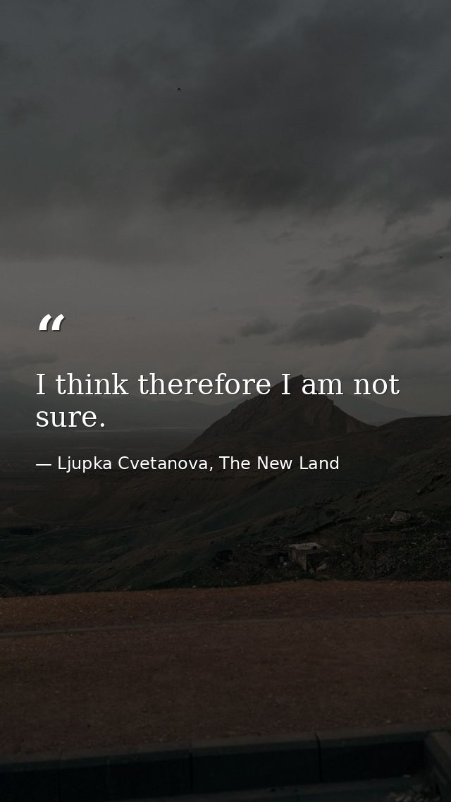 I think therefore I am not sure. — Ljupka Cvetanova, The New Land