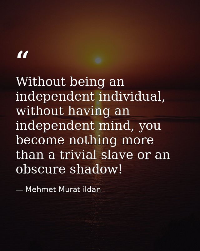 Without being an independent individual, without having an independent mind, you become nothing more than a trivial slav — Mehmet Murat ildan