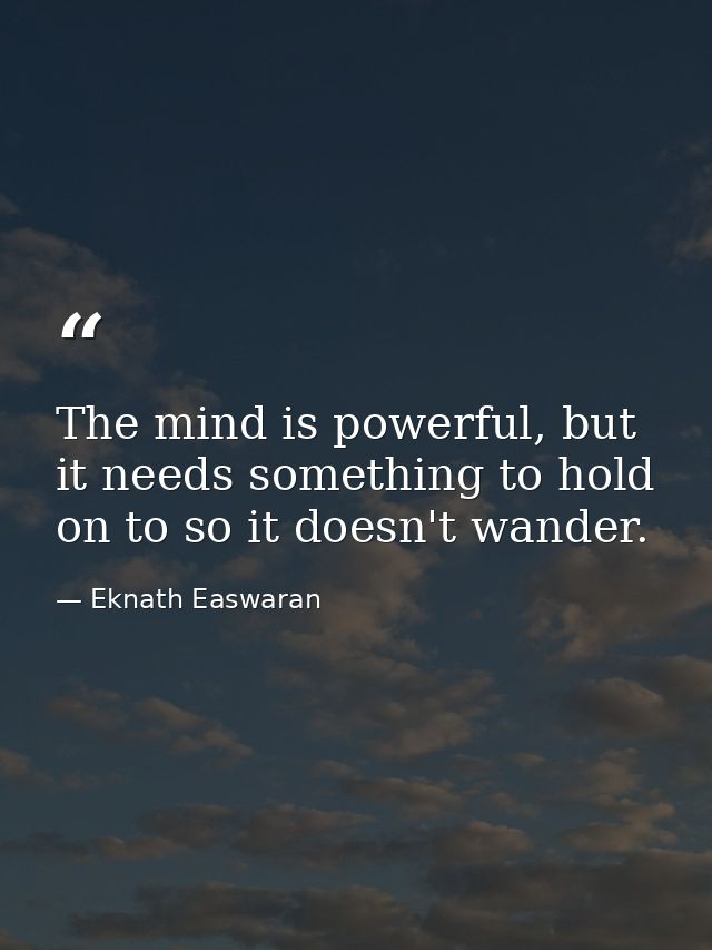 The mind is powerful, but it needs something to hold on to so it doesn't wander. — Eknath Easwaran