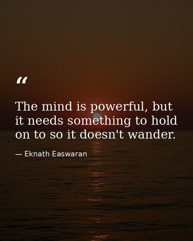 The mind is powerful, but it needs something to hold on to so it doesn't wander. — Eknath Easwaran