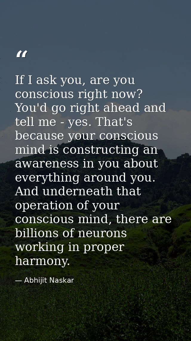 If I ask you, are you conscious right now? You'd go right ahead and tell me - yes. That's because your conscious mind is — Abhijit Naskar