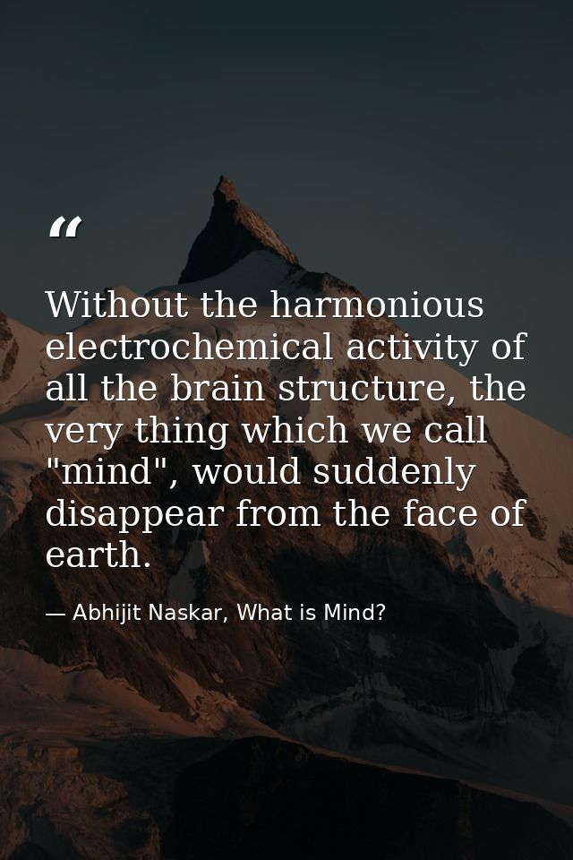 Without the harmonious electrochemical activity of all the brain structure, the very thing which we call "mind", would s — Abhijit Naskar, What is Mind?