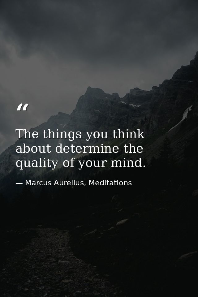 The things you think about determine the quality of your mind. — Marcus Aurelius, Meditations