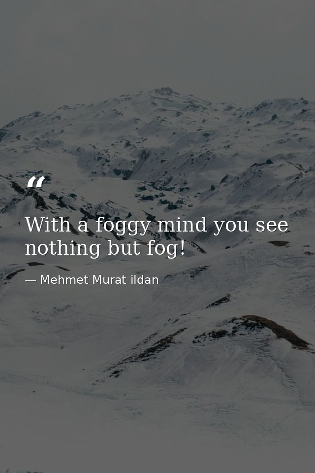 With a foggy mind you see nothing but fog! — Mehmet Murat ildan