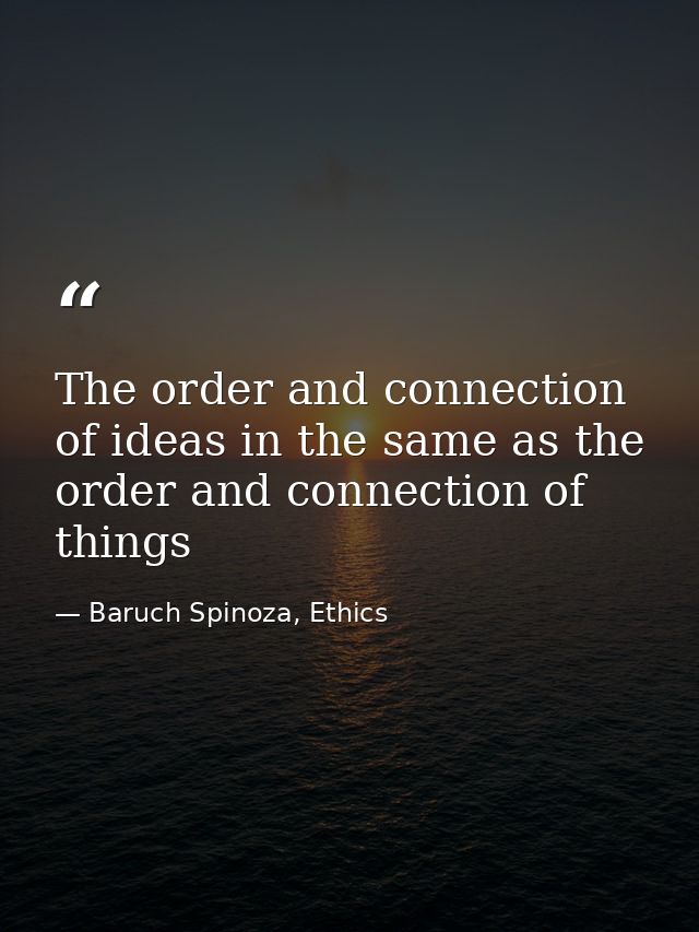 The order and connection of ideas in the same as the order and connection of things — Baruch Spinoza, Ethics