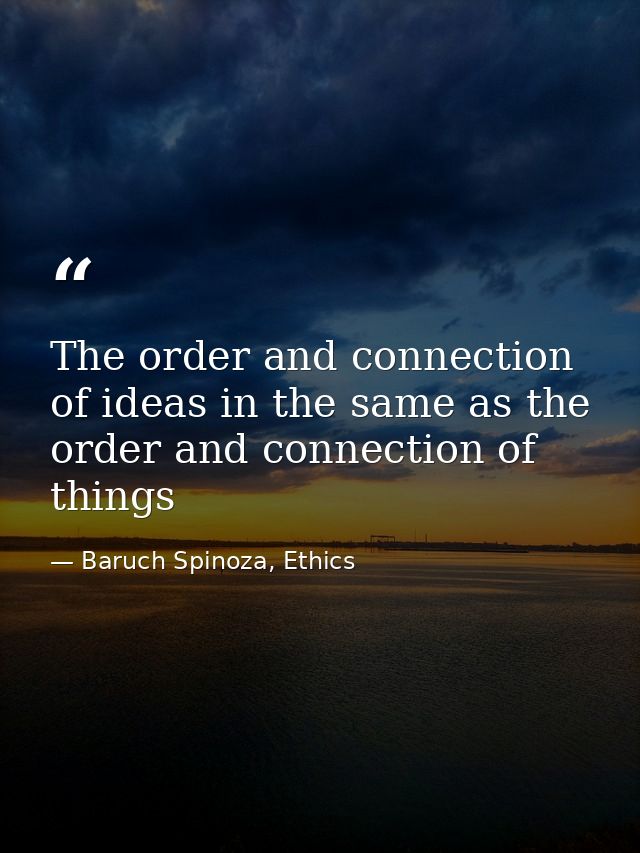 The order and connection of ideas in the same as the order and connection of things — Baruch Spinoza, Ethics