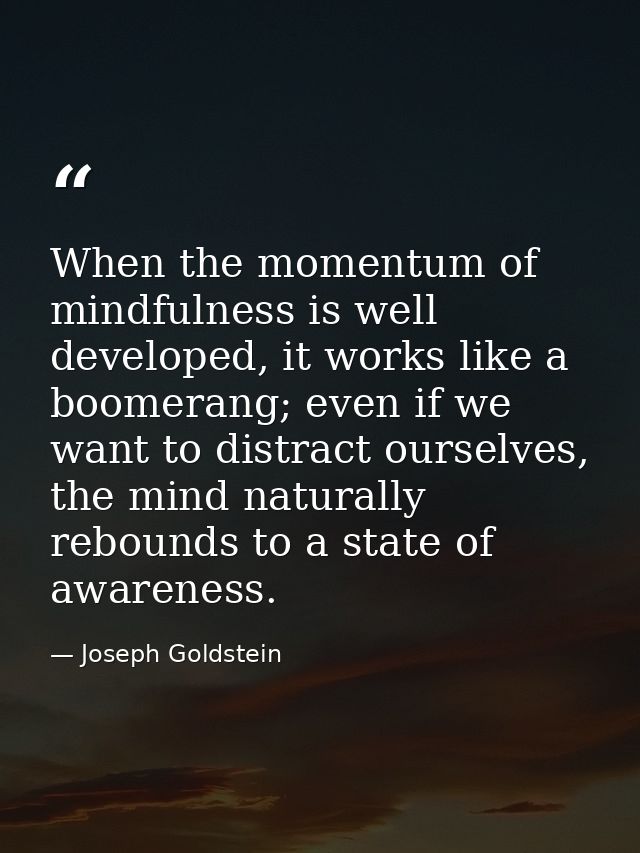 When the momentum of mindfulness is well developed, it works like a boomerang; even if we want to distract ourselves, th — Joseph Goldstein