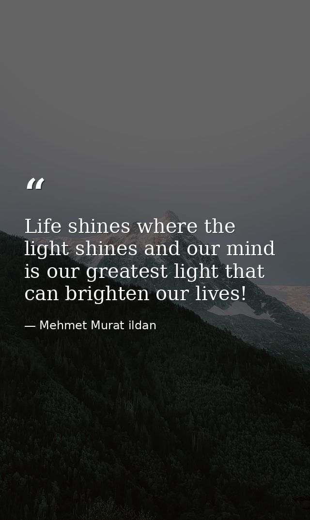 Life shines where the light shines and our mind is our greatest light that can brighten our lives! — Mehmet Murat ildan