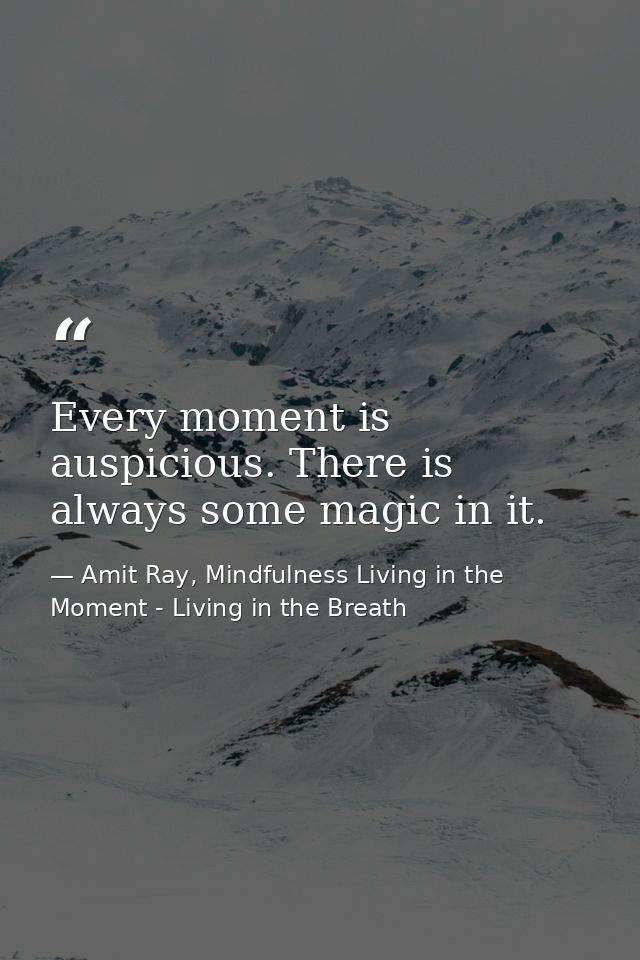 Every moment is auspicious. There is always some magic in it. — Amit Ray, Mindfulness Living in the Moment - Living in the Breath