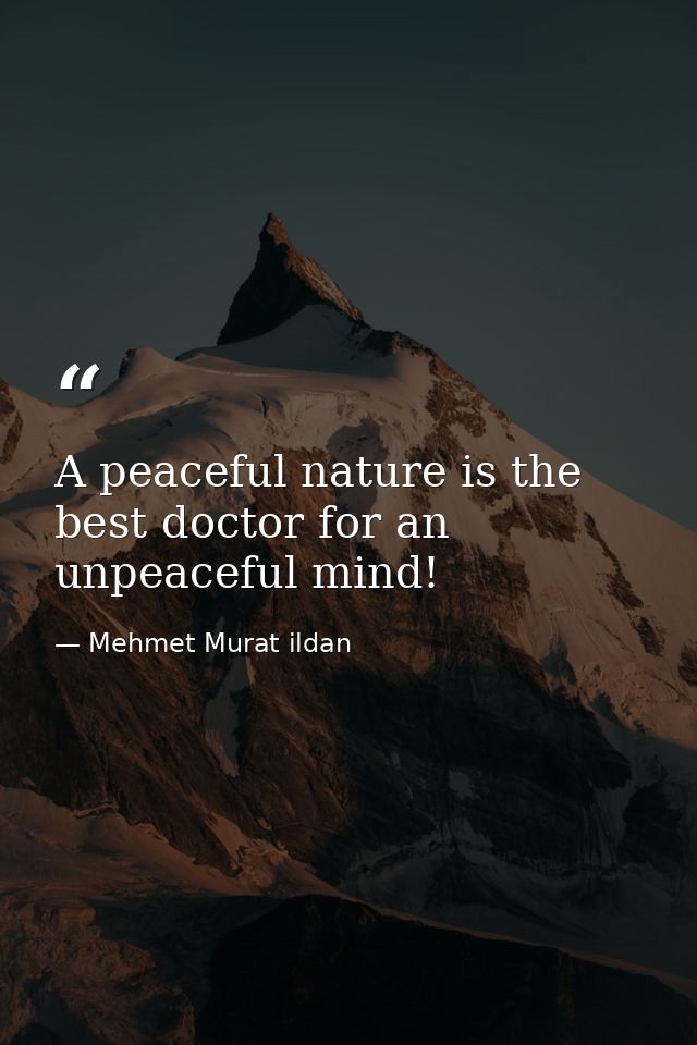 A peaceful nature is the best doctor for an unpeaceful mind! — Mehmet Murat ildan