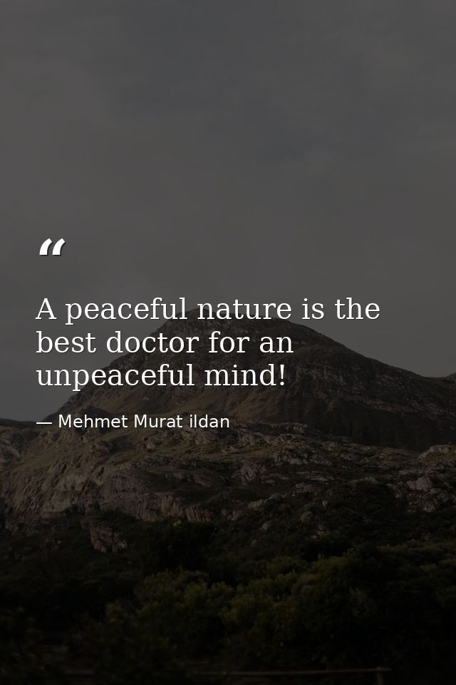 A peaceful nature is the best doctor for an unpeaceful mind! — Mehmet Murat ildan