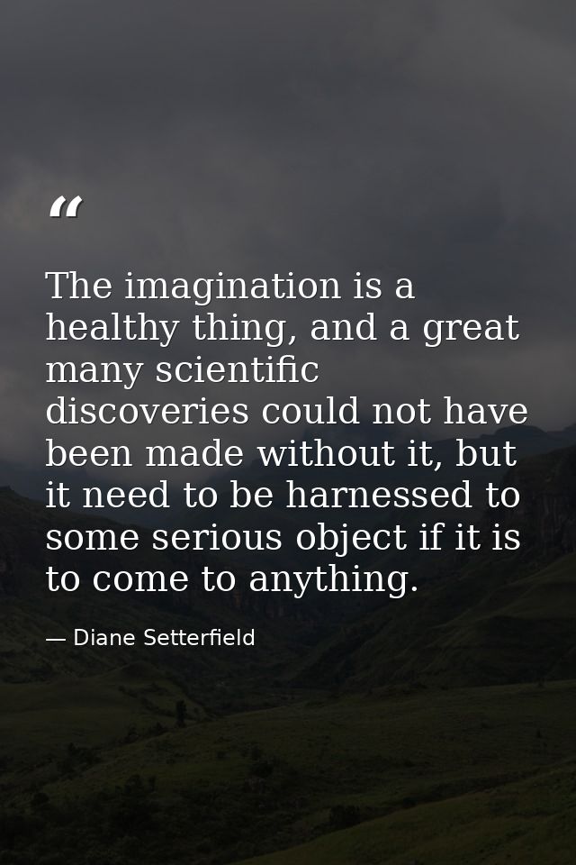 The imagination is a healthy thing, and a great many scientific discoveries could not have been made without it, but it  — Diane Setterfield