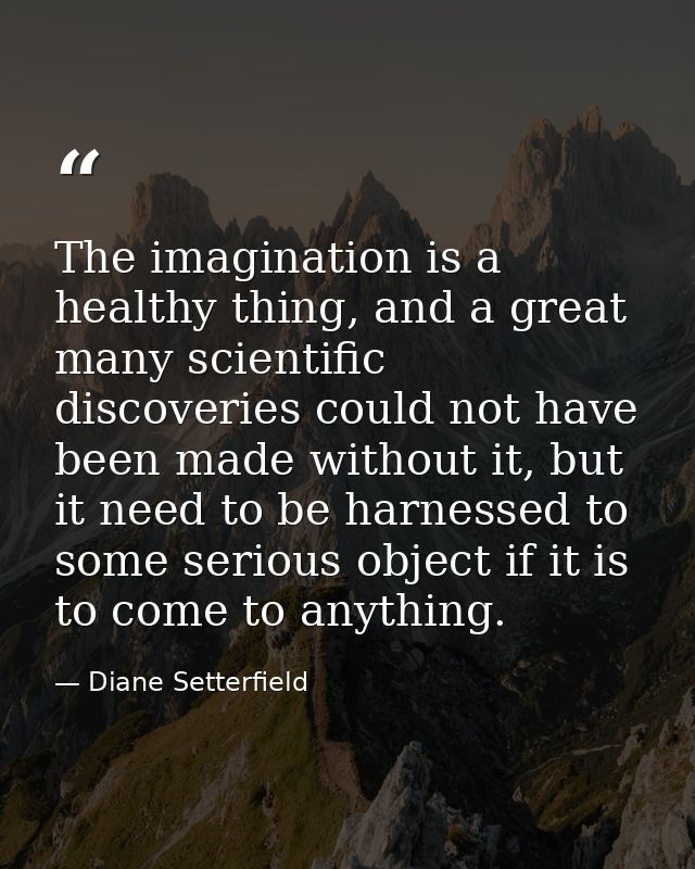 The imagination is a healthy thing, and a great many scientific discoveries could not have been made without it, but it  — Diane Setterfield
