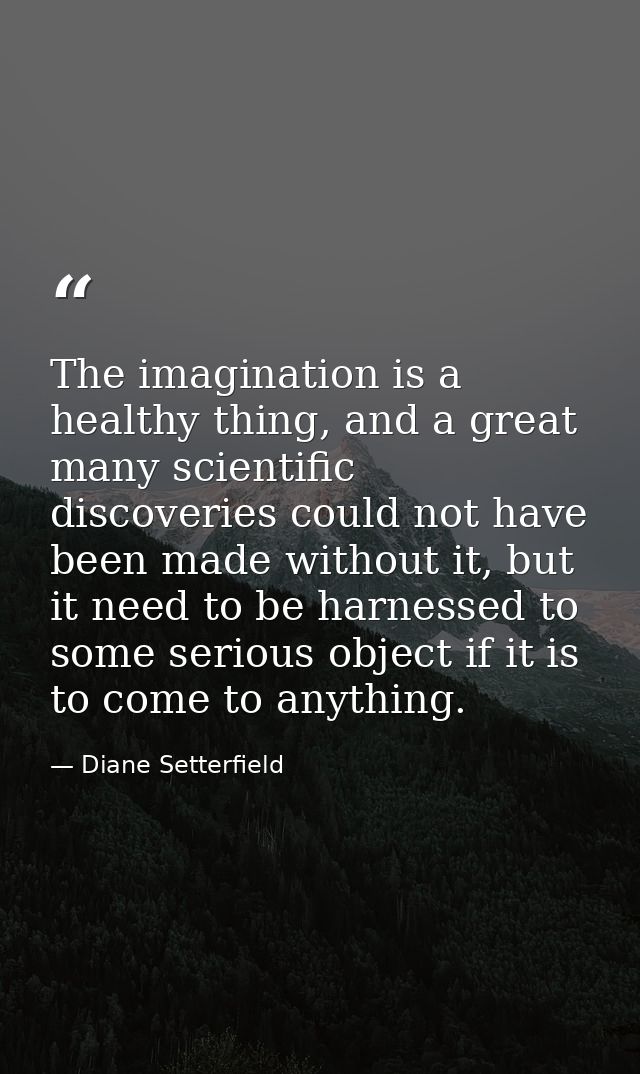 The imagination is a healthy thing, and a great many scientific discoveries could not have been made without it, but it  — Diane Setterfield