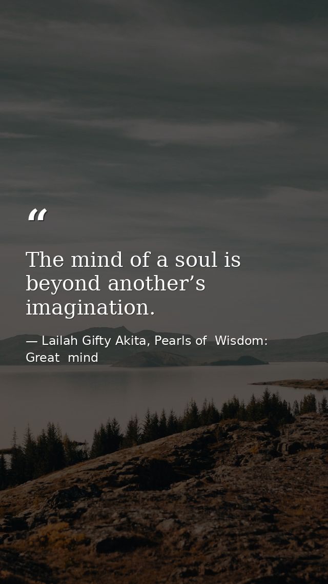 The mind of a soul is beyond another’s imagination. — Lailah Gifty Akita, Pearls of  Wisdom: Great  mind