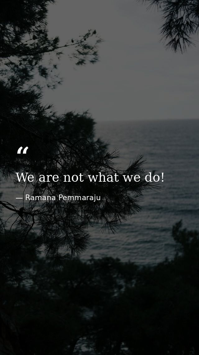 We are not what we do! — Ramana Pemmaraju