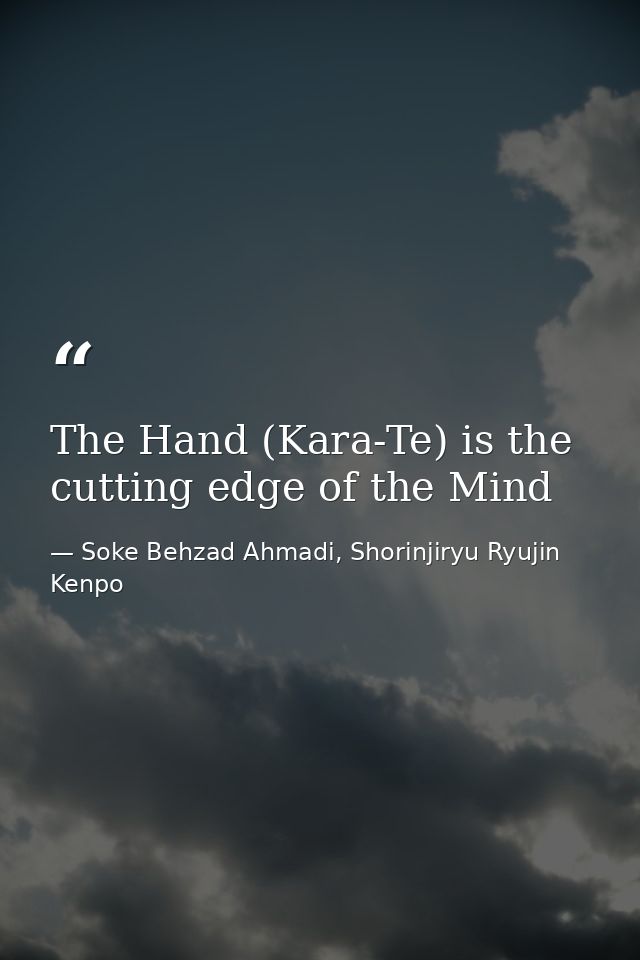 The Hand (Kara-Te) is the cutting edge of the Mind — Soke Behzad Ahmadi, Shorinjiryu Ryujin Kenpo