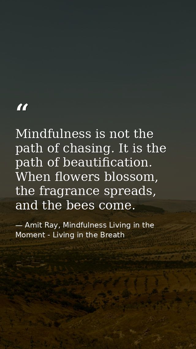 Mindfulness is not the path of chasing. It is the path of beautification. When flowers blossom, the fragrance spreads, a — Amit Ray, Mindfulness Living in the Moment - Living in the Breath
