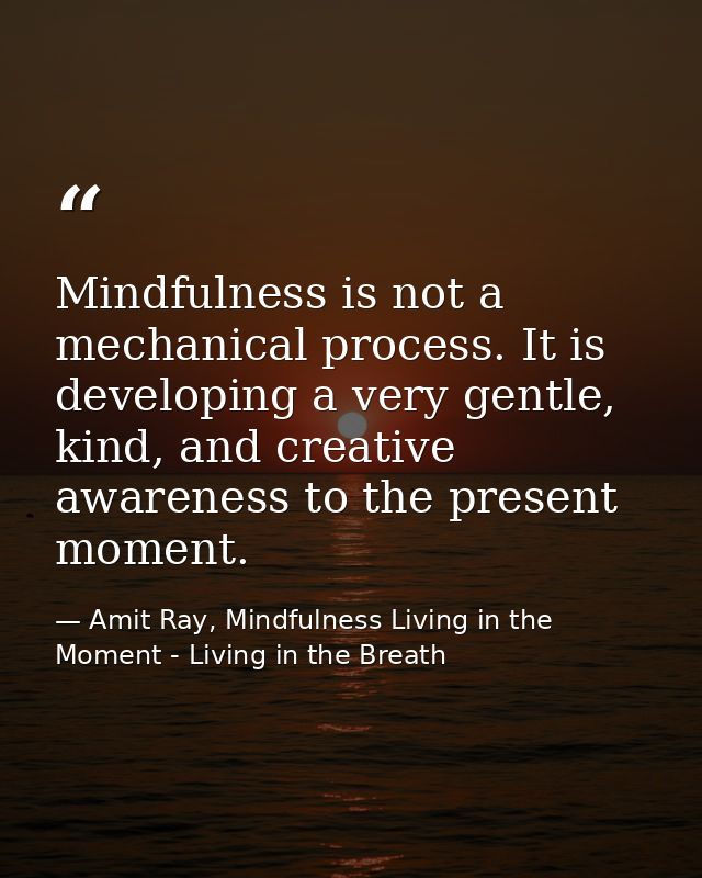 Mindfulness is not a mechanical process. It is developing a very gentle, kind, and creative awareness to the present mom — Amit Ray, Mindfulness Living in the Moment - Living in the Breath