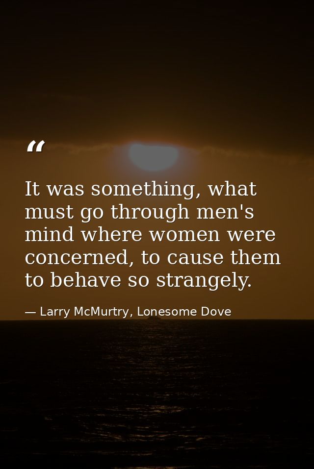 It was something, what must go through men's mind where women were concerned, to cause them to behave so strangely. — Larry McMurtry, Lonesome Dove