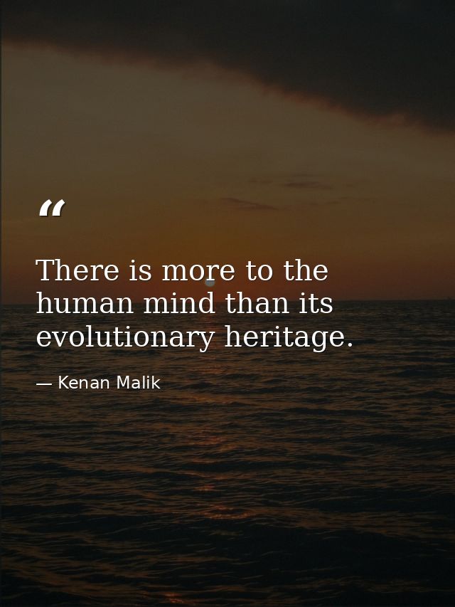 There is more to the human mind than its evolutionary heritage. — Kenan Malik