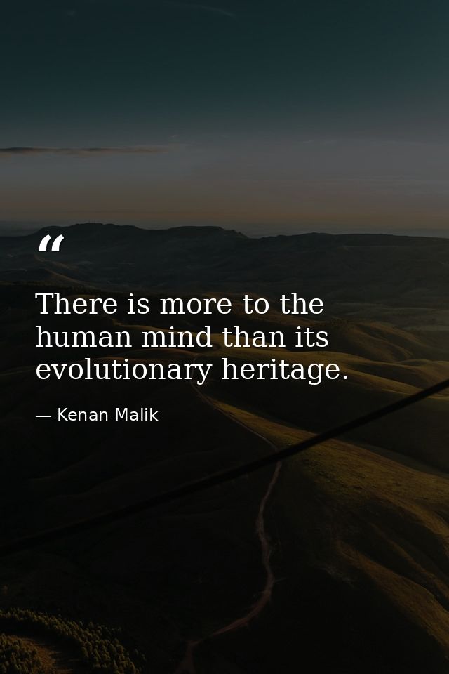 There is more to the human mind than its evolutionary heritage. — Kenan Malik