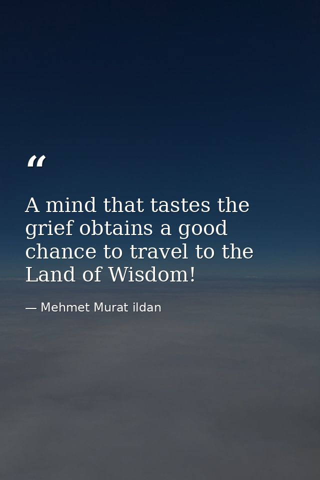 A mind that tastes the grief obtains a good chance to travel to the Land of Wisdom! — Mehmet Murat ildan