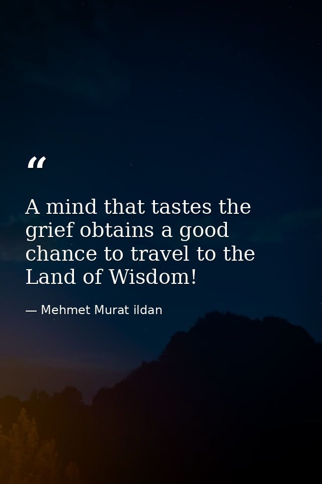 A mind that tastes the grief obtains a good chance to travel to the Land of Wisdom! — Mehmet Murat ildan