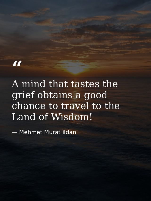 A mind that tastes the grief obtains a good chance to travel to the Land of Wisdom! — Mehmet Murat ildan
