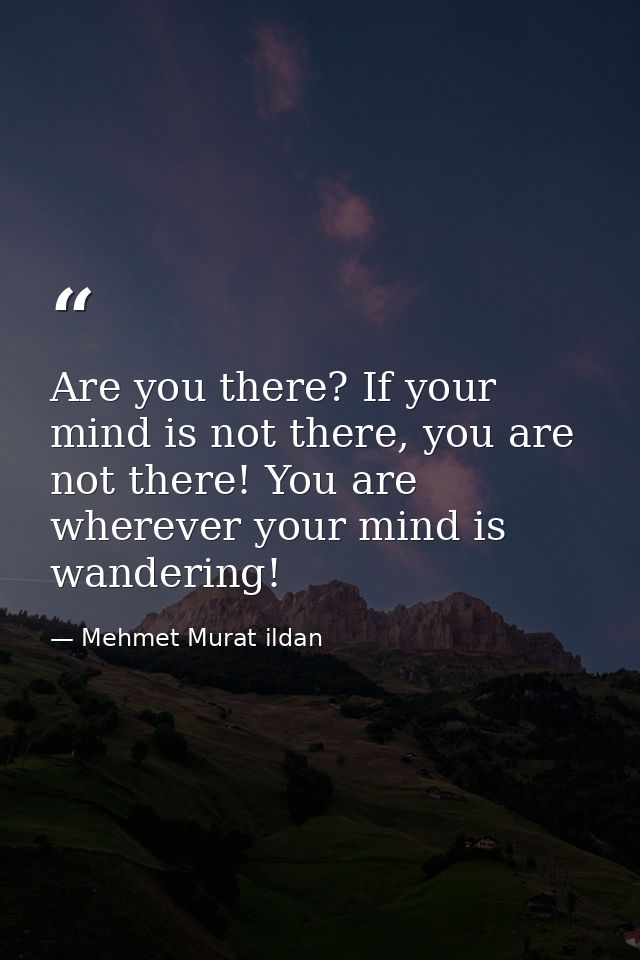 Are you there? If your mind is not there, you are not there! You are wherever your mind is wandering! — Mehmet Murat ildan