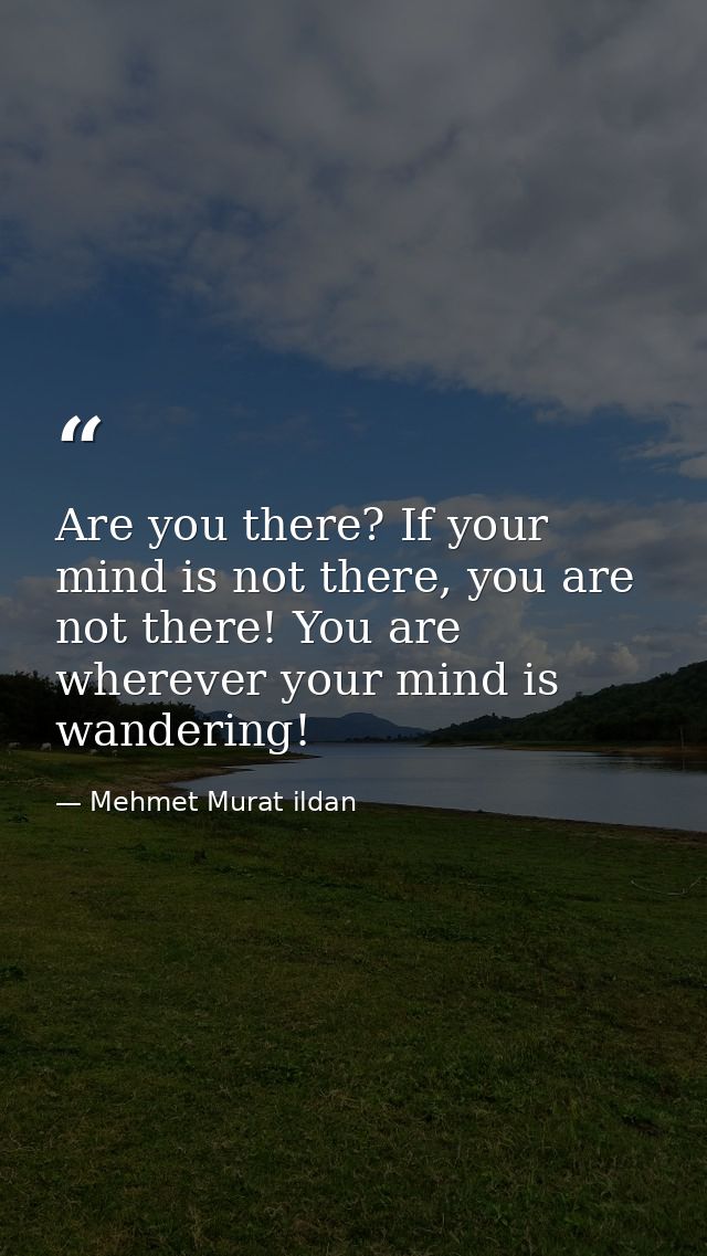 Are you there? If your mind is not there, you are not there! You are wherever your mind is wandering! — Mehmet Murat ildan