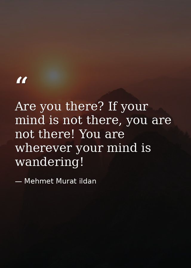 Are you there? If your mind is not there, you are not there! You are wherever your mind is wandering! — Mehmet Murat ildan