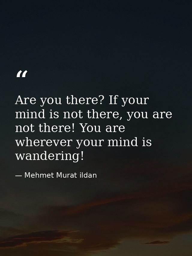 Are you there? If your mind is not there, you are not there! You are wherever your mind is wandering! — Mehmet Murat ildan