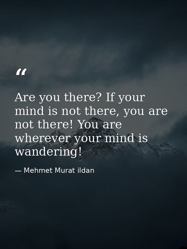 Are you there? If your mind is not there, you are not there! You are wherever your mind is wandering! — Mehmet Murat ildan